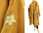 Boho outdoor poncho cape with flowers, linen in honey yellow M-XXXL