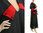 Fancy flared maxi linen dress in black red L