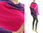 Knitted poncho cover up, lambswool in pink purple S-XL