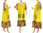 Linen boho A-line dress with ruffle in yellow L-XL