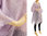 Boho summer tunic, beach dress with sequins, linen gauze in lilac M-XXL