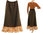 Boho linen maxi skirt wrap ruffle, dark brown M-L