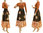 Boho maxi linen flowers skirt with ruffle, dark brown M