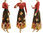 Boho linen maxi flowers skirt with ruffle, dark brown S-M