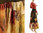 Boho linen maxi flowers skirt with ruffle, dark brown S-M