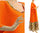 Loose orange ruffled maxi linen dress plus size L-XXL