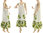 Linen cotton white green ruffled dress plus size L