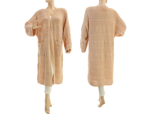 Hand knitted batwing coat in nude one size M-XL