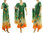 Maxi flower dress with scarf, cotton in green orange M-L